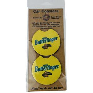 Car Coasters Butterfinger Nestle Chocolate Candy Bar Snack Set of 2 Neoprene